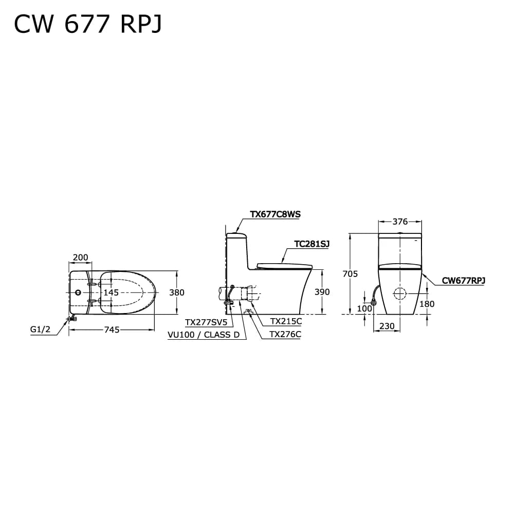 Rumahku - KLOSET TOTO CW677RPJ (COMPLETE SET)